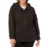 Black Women's Cotton Four Pocket Hooded Field Jacket (Standard & Plus Sizes) Black Women's Cotton Four Pocket Hooded Field Jacket (Standard & Plus Sizes)