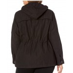 Black Women's Cotton Four Pocket Hooded Field Jacket (Standard & Plus Sizes) Black Women's Cotton Four Pocket Hooded Field Jacket (Standard & Plus Sizes)