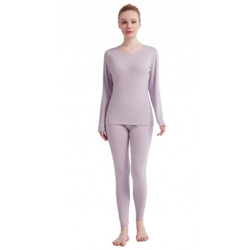 Lilac Thermal Underwear for Women Solid Ultra Soft Long John thermal Underwear Sets Base Layer for Women  Lilac Thermal Underwear for Women Solid Ultra Soft Long John thermal Underwear Sets Base Layer for Women