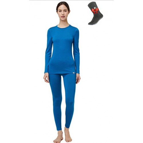 Royal Blue-270g Naturwool Women's 100% Merino Wool Base Layer John Set Thermal Underwear Top and Bottom Royal Blue-270g Naturwool Women's 100% Merino Wool Base Layer John Set Thermal Underwear Top and Bottom