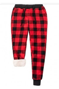 Red Plaid Womens Fleece Jogger Sweatpants Printed Drawstring Athletic Workout Lounge Pants with Pockets