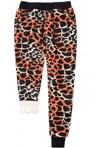 Leopard Womens Fleece Jogger Sweatpants Printed Drawstring Athletic Workout Lounge Pants with Pockets