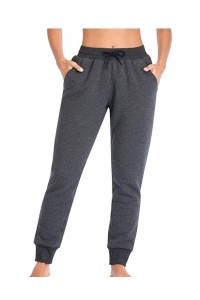 Fleece Lined, Charcoal Women's Thermal Jogger Sweatpants with Pocket Tapered Active Pants for Winter Fleece Lined