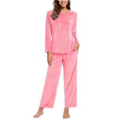 Women Warm Fleece Pajamas Flannel Pajamas Sets Long Sleeve Winter Pajama Set Ladies Thermal Pjs