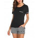Womens Pajama Set Striped Short Sleeve Sleepwear Pjs Sets Womens Pajama Set Striped Short Sleeve Sleepwear Pjs Sets